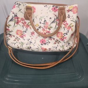 Minicci Floral Shoulder Bag with Tan Straps